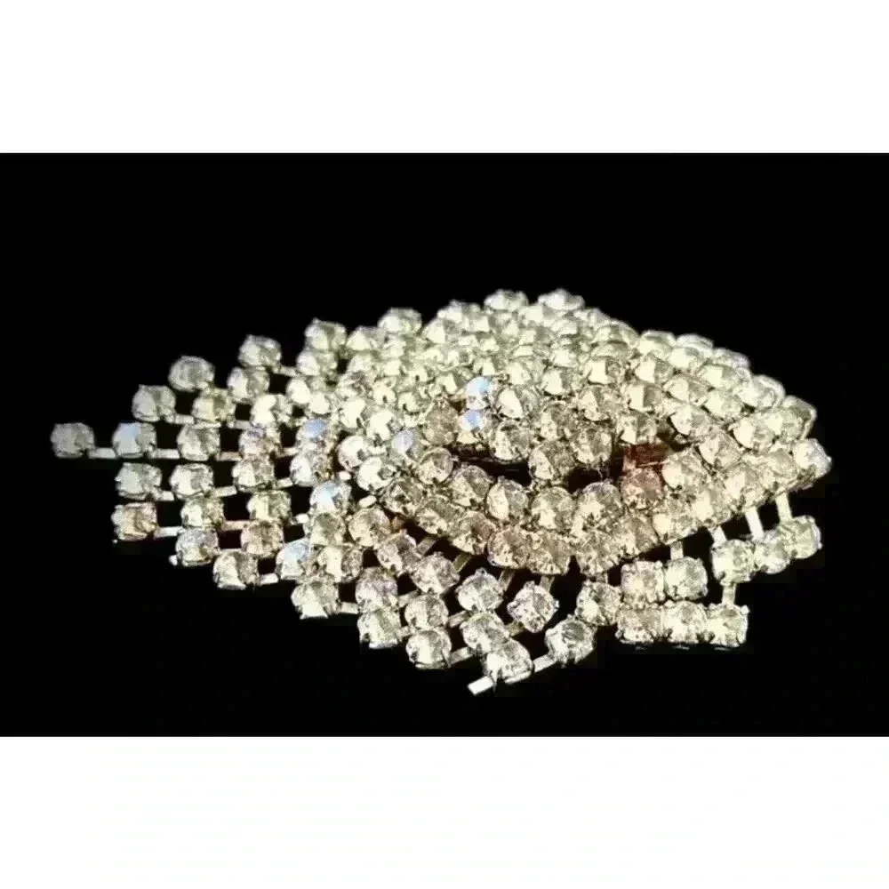 Vintage Rhinestone Brooch Dangle Waterfall Art Deco 1940s Art Nouveau BRIDE GIFT